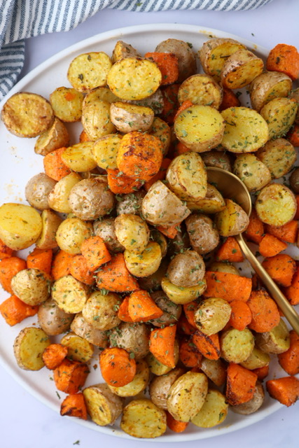 roasted air fried carrots and potatoes