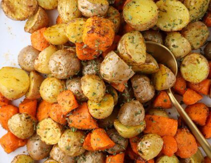 roasted air fried carrots and potatoes